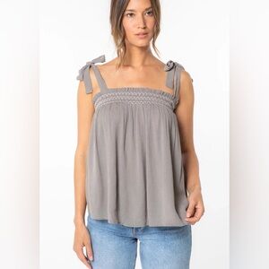 NEW Lovestitch Gauze Tie Tank Cement